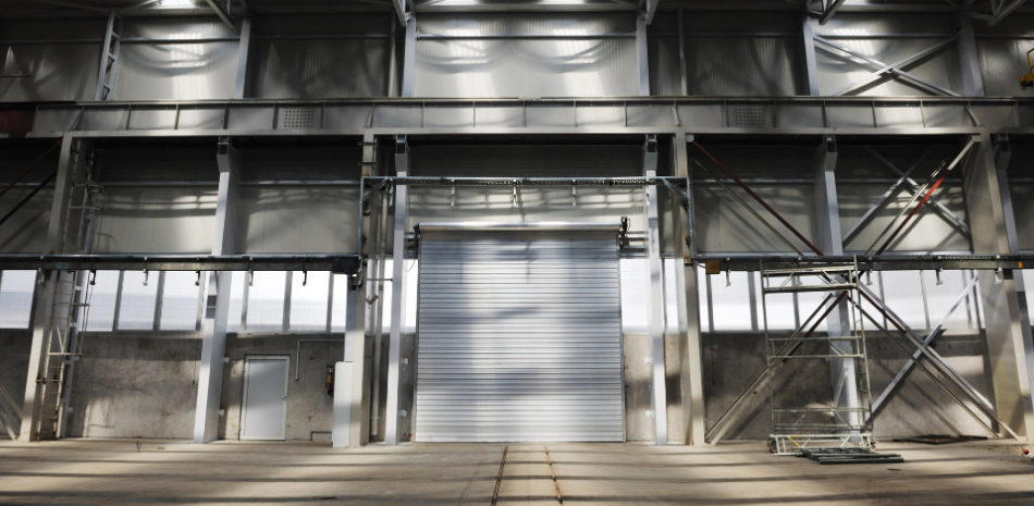 a newly installed industrial garage door